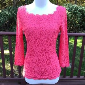 Diane Von Furstenberg Size 10 coral Zaria lace top